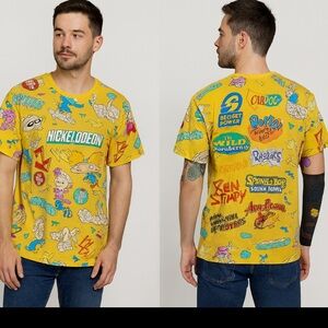 Nickelodeon Rugrats × Rocket Power Skateboarding Tee Size L Yellow